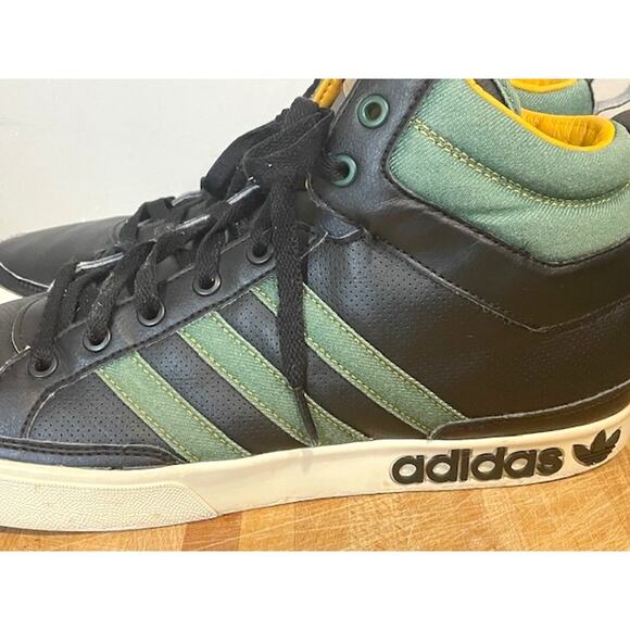 ADIDAS Top Court Leather Black Green High Top Sneakers Men\'s Sz 11 main image 10